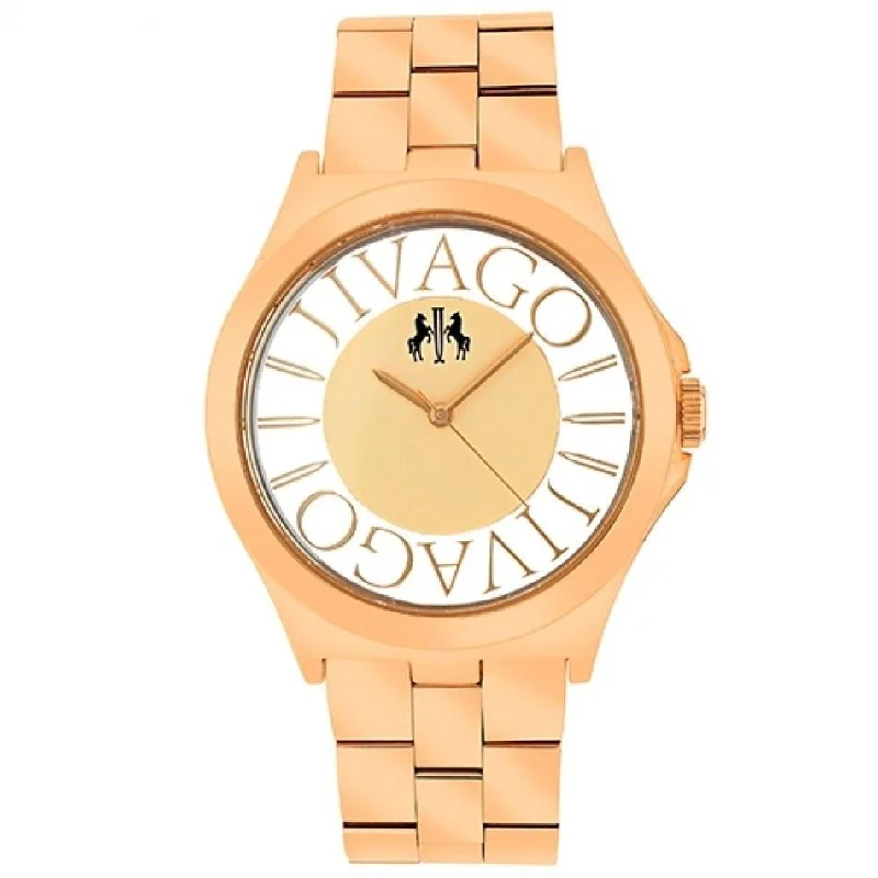 Oval gem watches-Jivago Women's JV8411 Fun Rose Gold-Tone Stainless Steel Watch