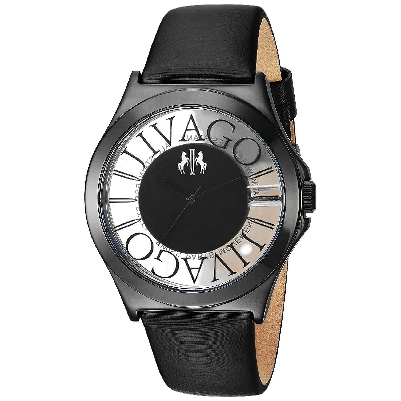 Crystal strap watches-Jivago Women's JV8432 Fun Black Leather Watch