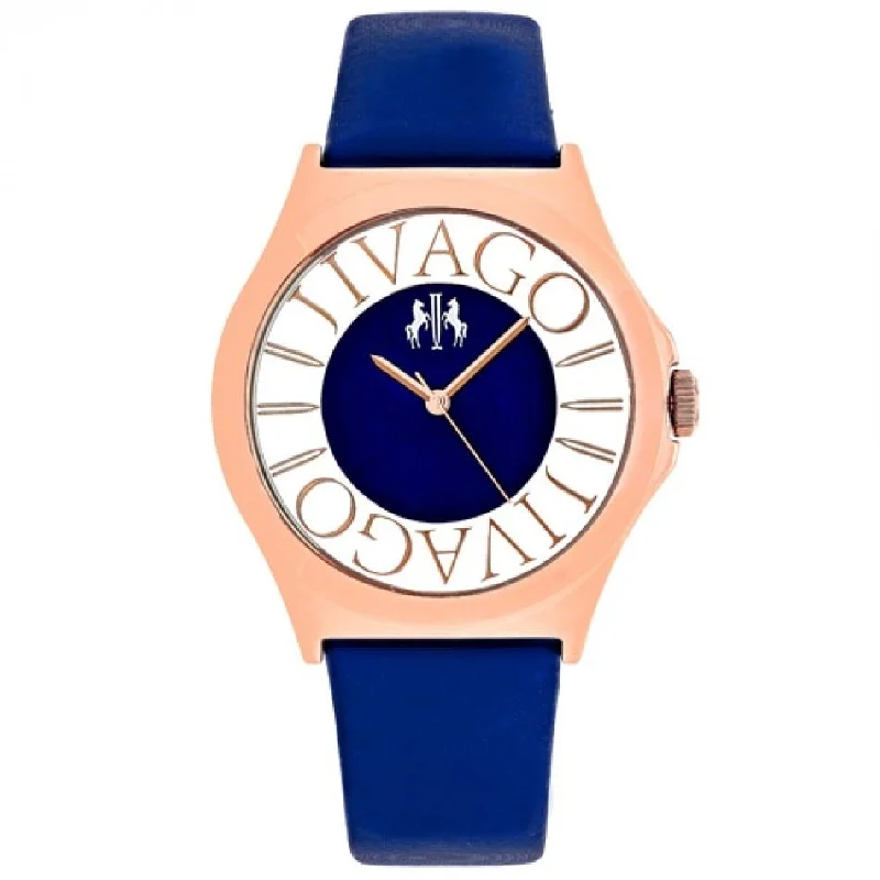 Mesh band watches-Jivago Women's JV8435 Fun Blue Leather Watch