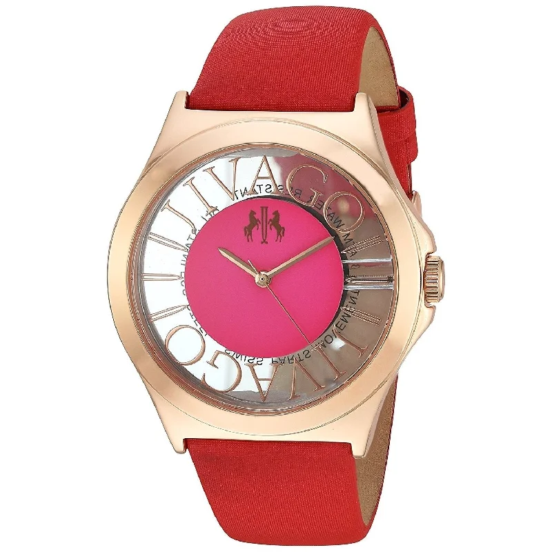 Floral bezel watches-Jivago Women's JV8436 Fun Red Leather Watch