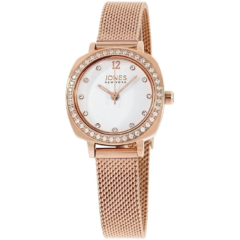 Steel mesh watches-Jones New York Women's 11582R528-524 Rose Gold-Tone Stainless Steel Watch