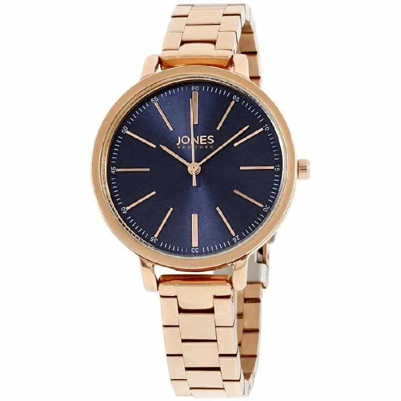 Patterned face watches-Jones New York Women's 11593R528-524 Rose Gold-Tone Stainless Steel Watch