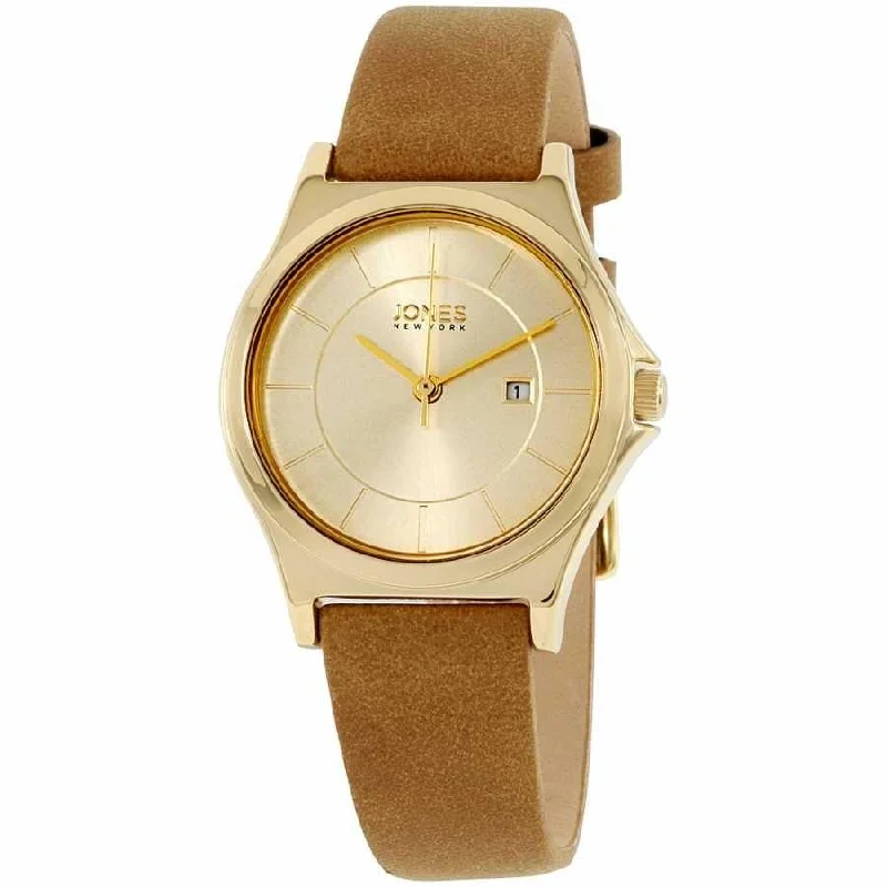 Artistic strap watches-Jones New York Women's 11683G528-822 Beige Leather Watch