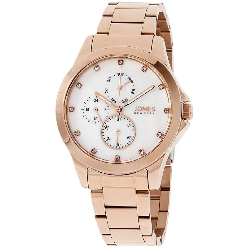 Crystal strap watches-Jones New York Women's 11692R528-524 Rose Gold-Tone Stainless Steel Watch