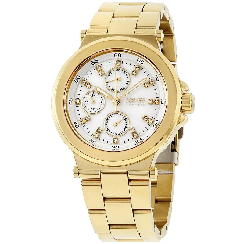 Crafted leather watches-Jones New York Women's 11695G528-005 Gold-Tone Stainless Steel Watch