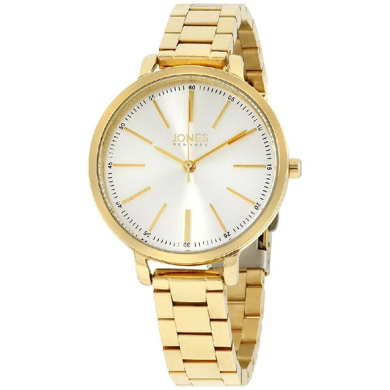 Rectangular strap watches-Jones New York Women's JNC11593G528-005 Jones New York Gold-Tone Stainless Steel Watch