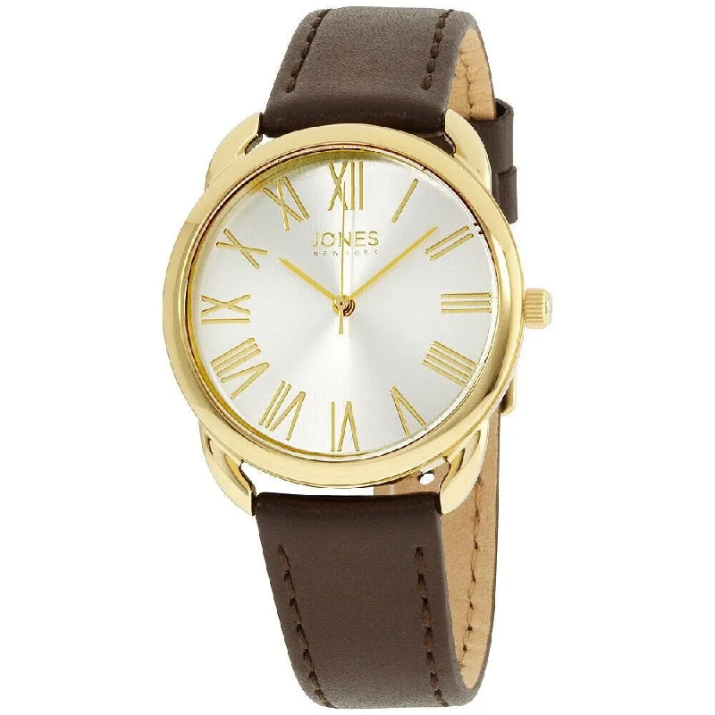 Lightweight face watches-Jones New York Women's JNC11596G528-006 Jones New York Brown Leather Watch