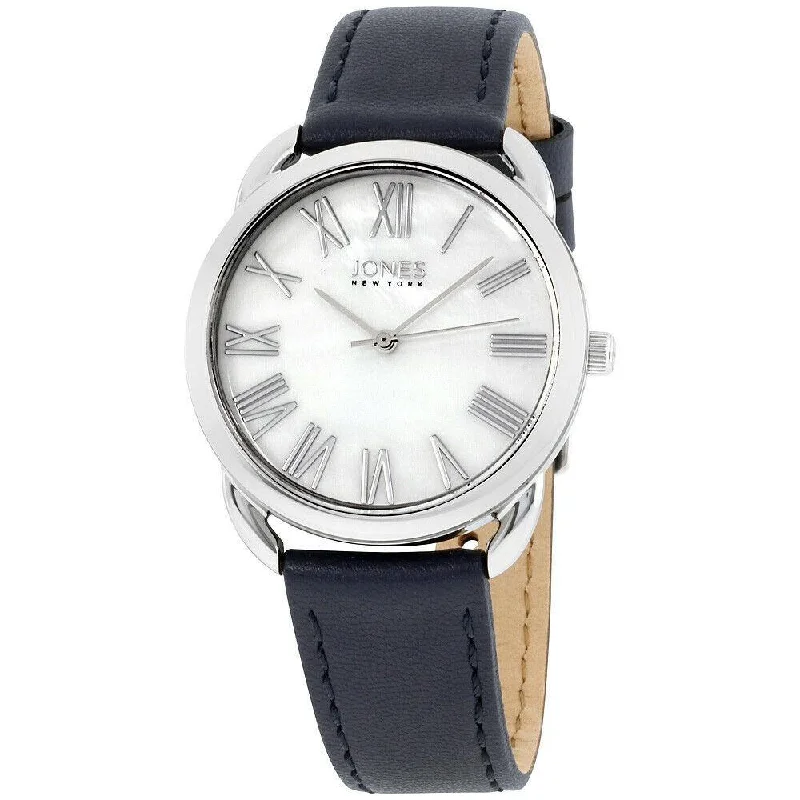 Stone accent watches-Jones New York Women's JNC11596S528-007 Jones New York Blue Leather Watch