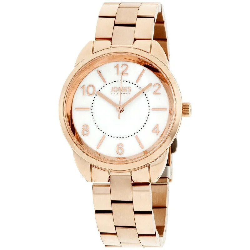 Minimalist silver watches-Jones New York Women's JNC11746R528-524 Jones New York Rose Gold-Tone Stainless Steel Watch