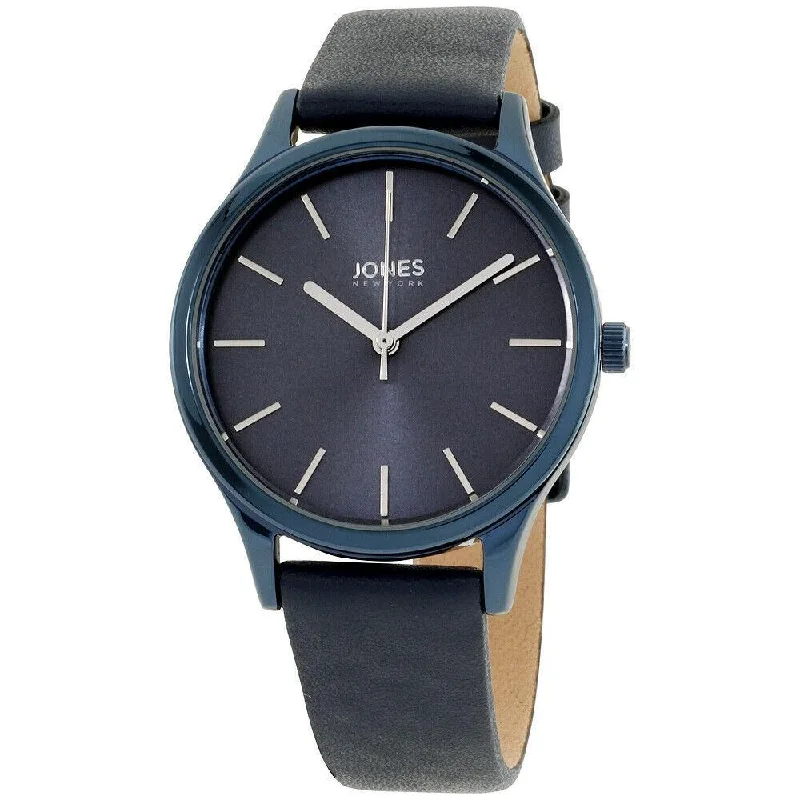 Vintage leather watches-Jones New York Women's JNC11759N528-007 Jones New York Blue Leather Watch