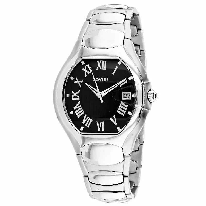 Thin strap watches-Jovial Men's 08031-MSM-04 Classic Stainless Steel Watch