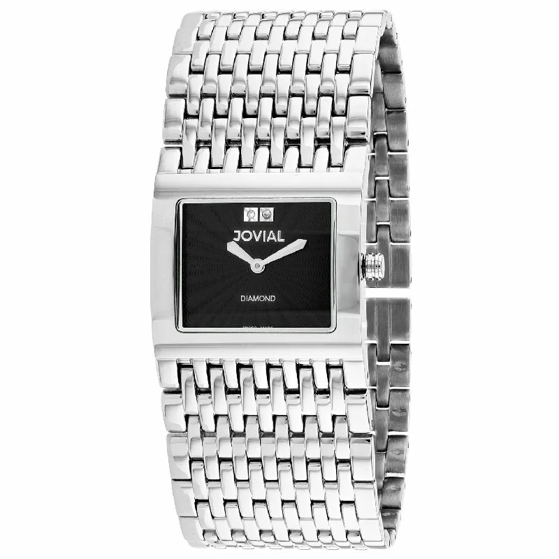 Bold color watches-Jovial Women's 08037-MSM-04 Diamond Stainless Steel Watch