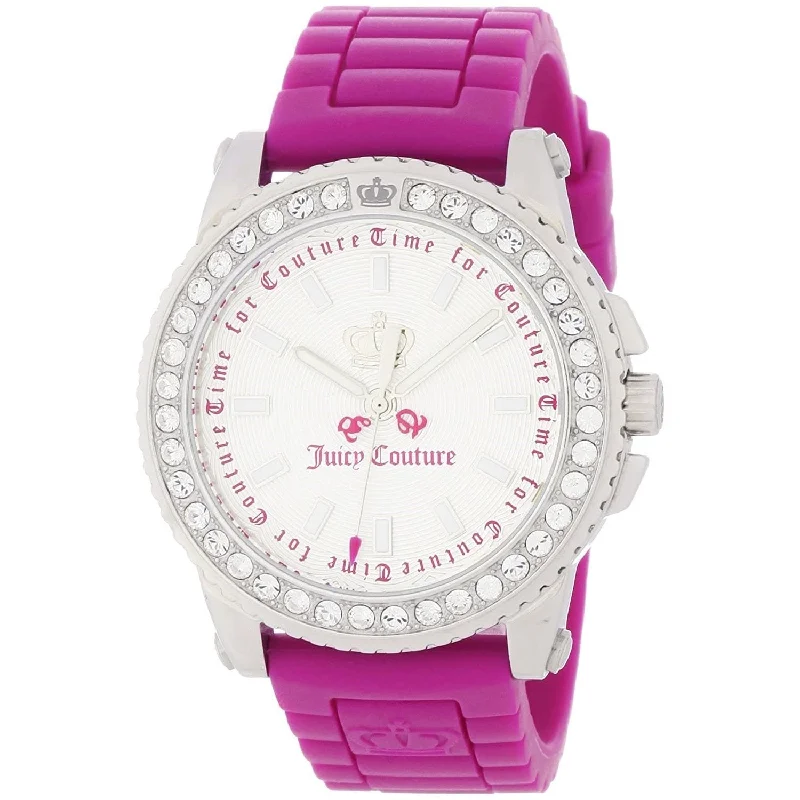 Mesh band watches-Juicy Couture Women's 1900703 Pedigree Crystal Pink Rubber Watch