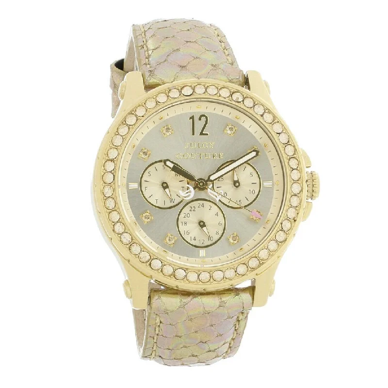 Vintage leather watches-Juicy Couture Women's 1901062 Pedigree Chronograph Gold-Tone Leather Watch