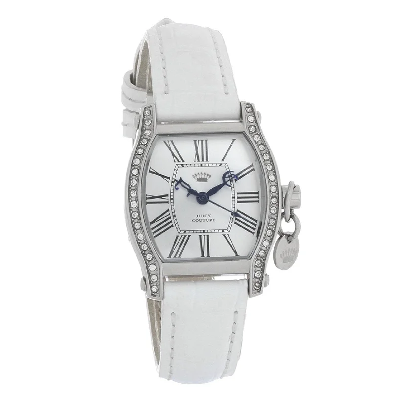 Rectangular strap watches-Juicy Couture Women's 1901091 Dalton White Leather Watch