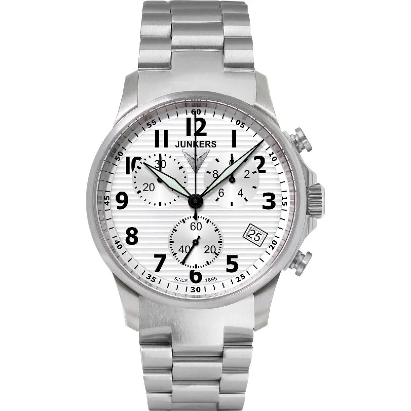 Two-tone watches-Junkers Men's 6890m-1 Chronograph Stainless Steel Watch