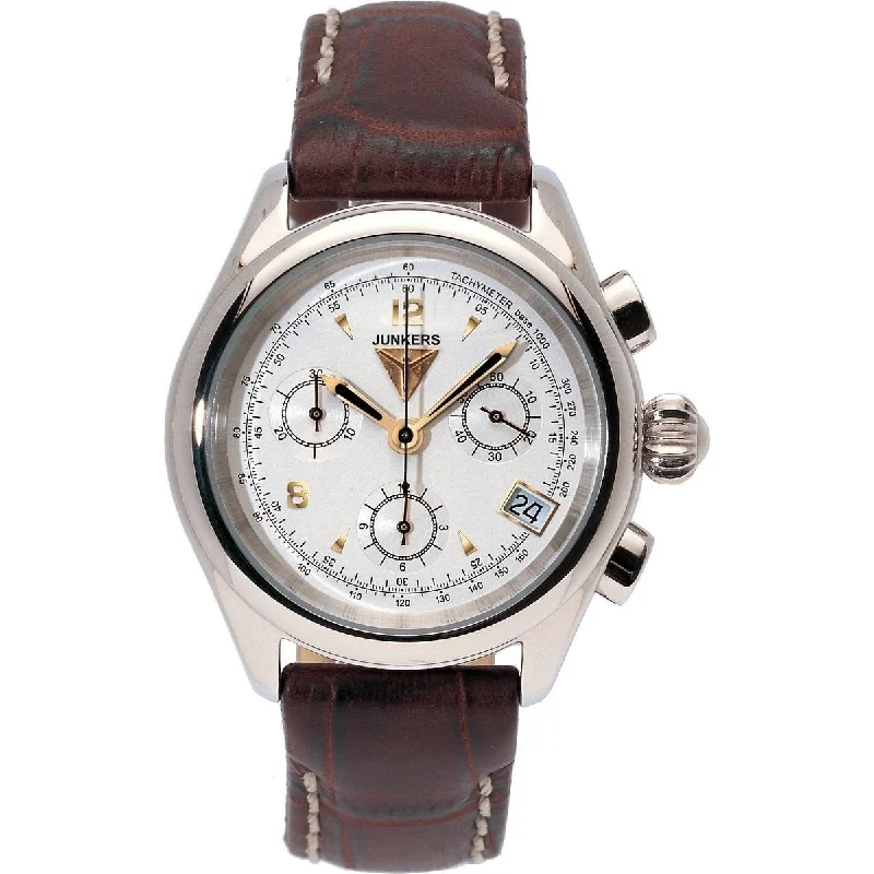 Casual canvas watches-Junkers Women's 6289-1 Himalaya Chronograph Brown Leather Watch