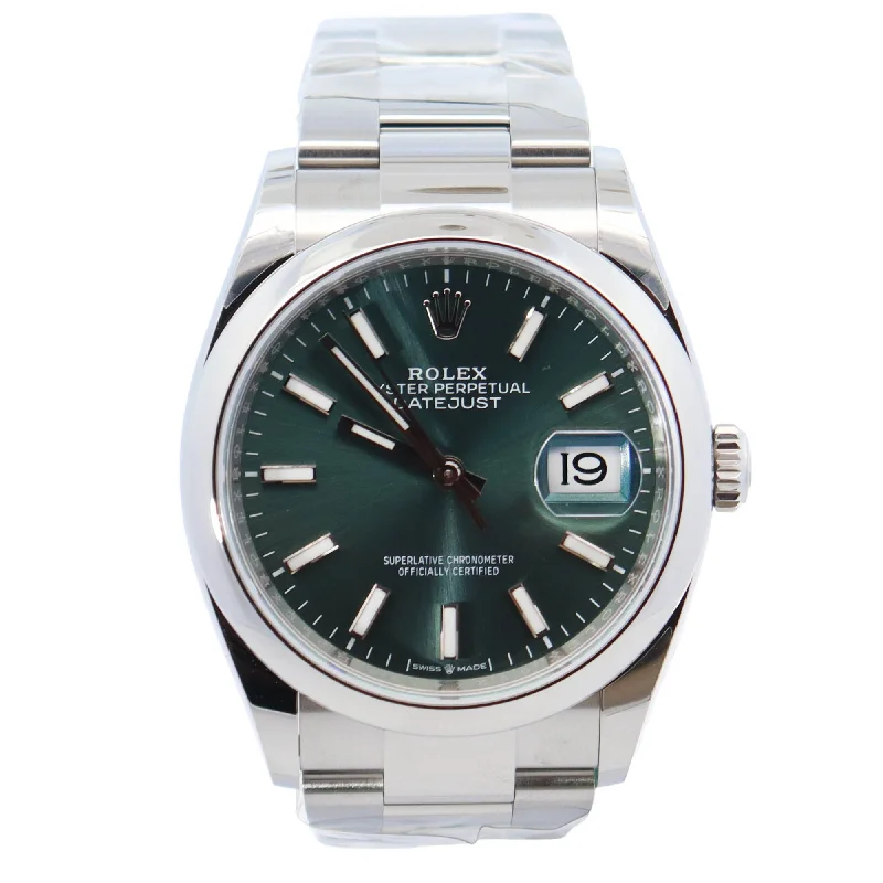 Vibrant face watches-Rolex Datejust 36mm Green Dial Watch Ref# 126200